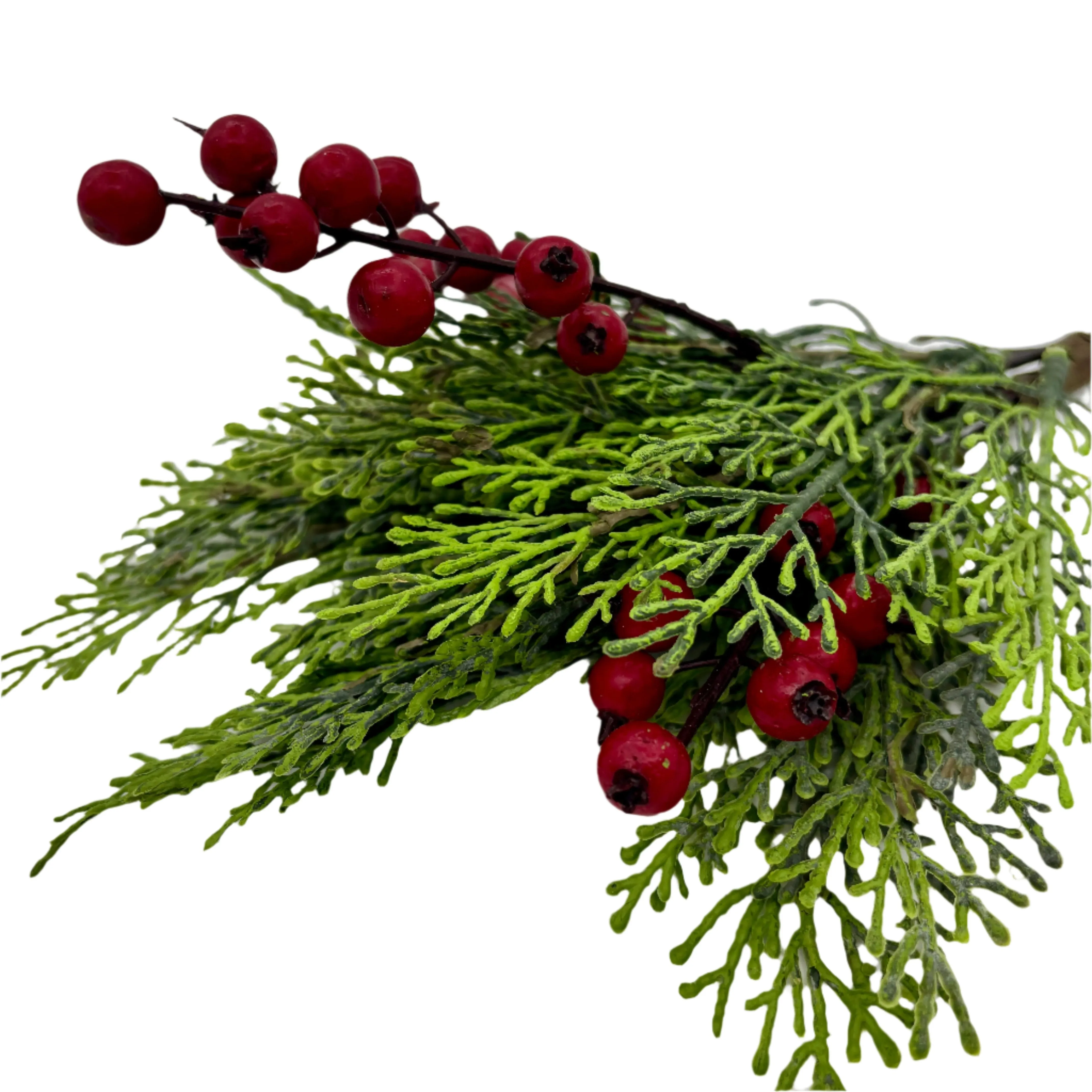 14.5" Red Berries Cedar Spray