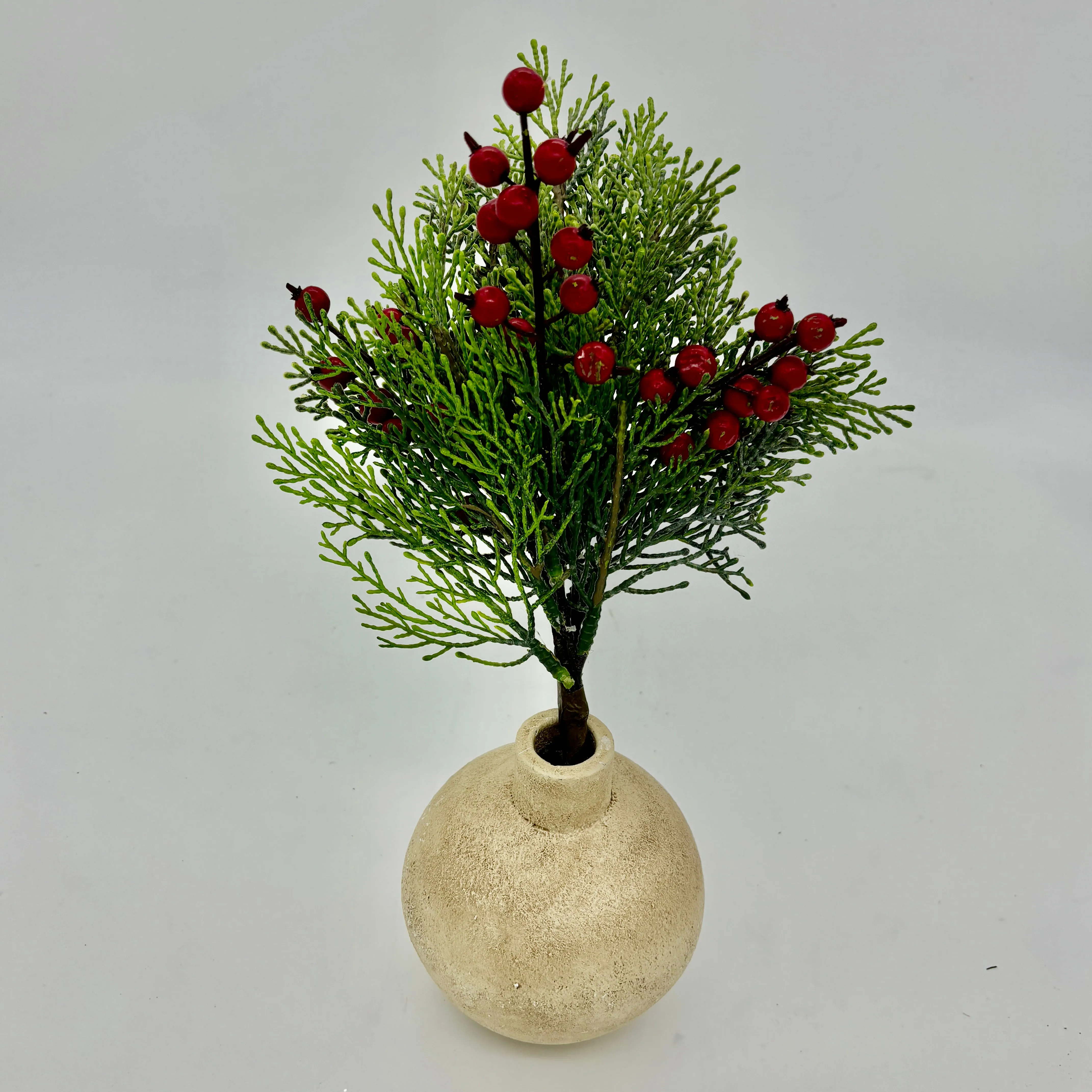 14.5" Red Berries Cedar Spray