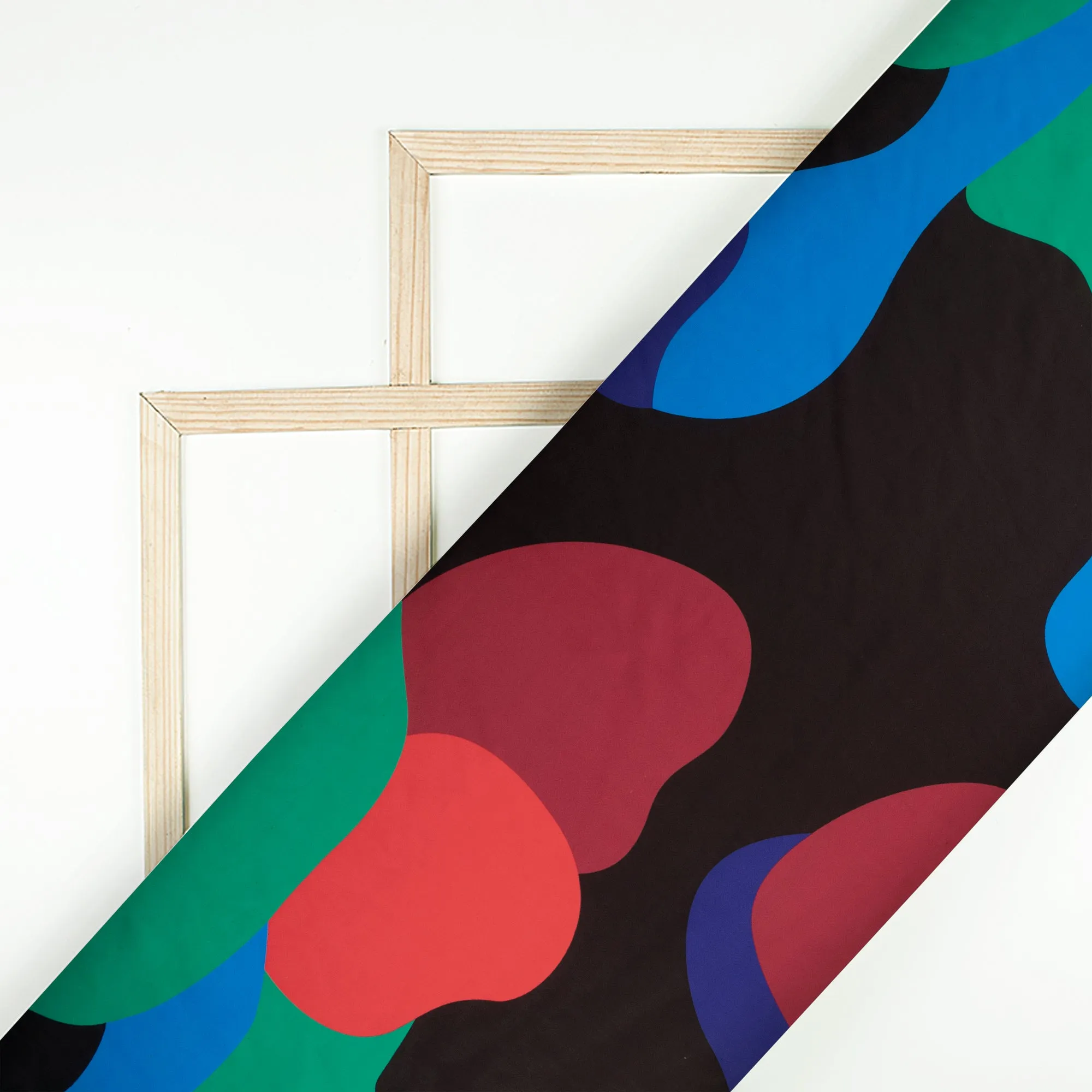 Abstract Color Block Digital Print Imported Satin Fabric