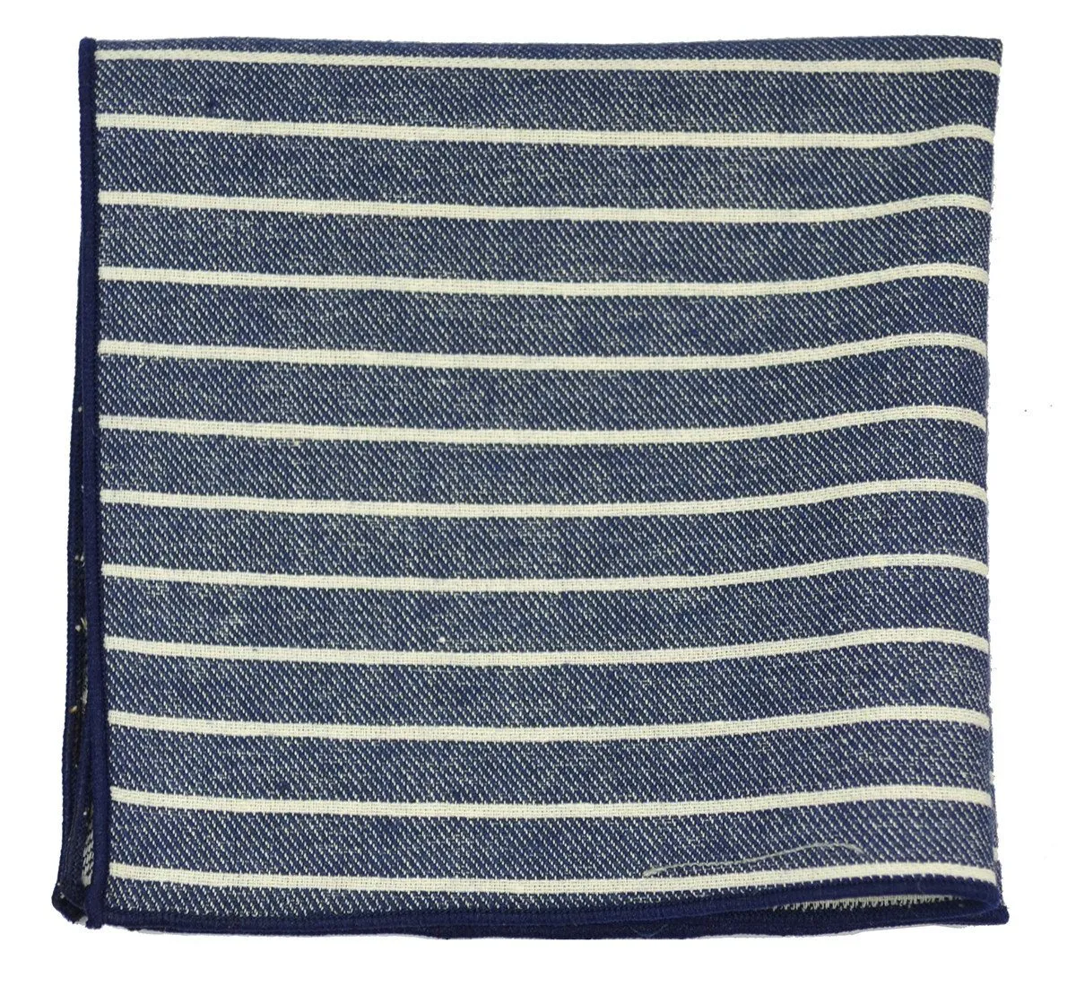 Blue Striped Linen Tie Set by Paul Malone