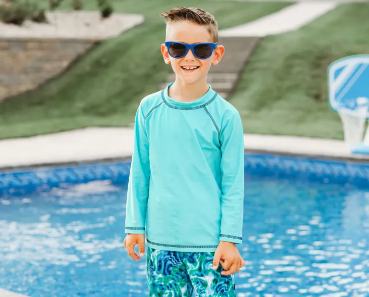 Boys UPF 50  Long Sleeve Rashguard | Bright Light Blue