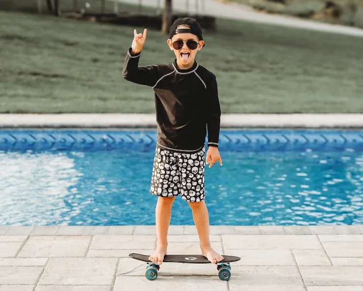 Boys UPF 50  Long Sleeve Rashguard | Bright Light Blue