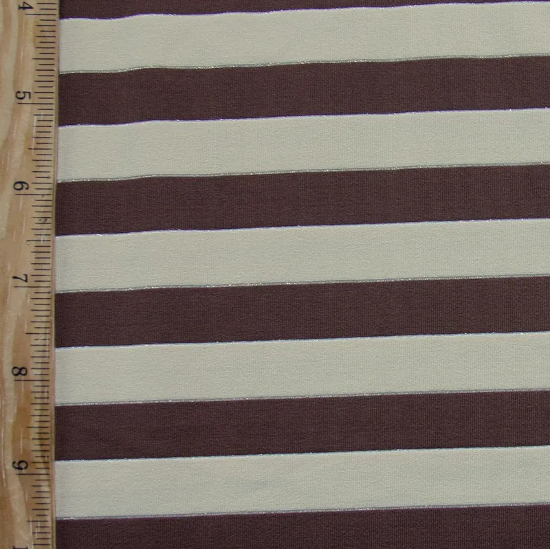 Brown and Taupe Stripes with Silver and Gold Accents Swimsuit Fabric