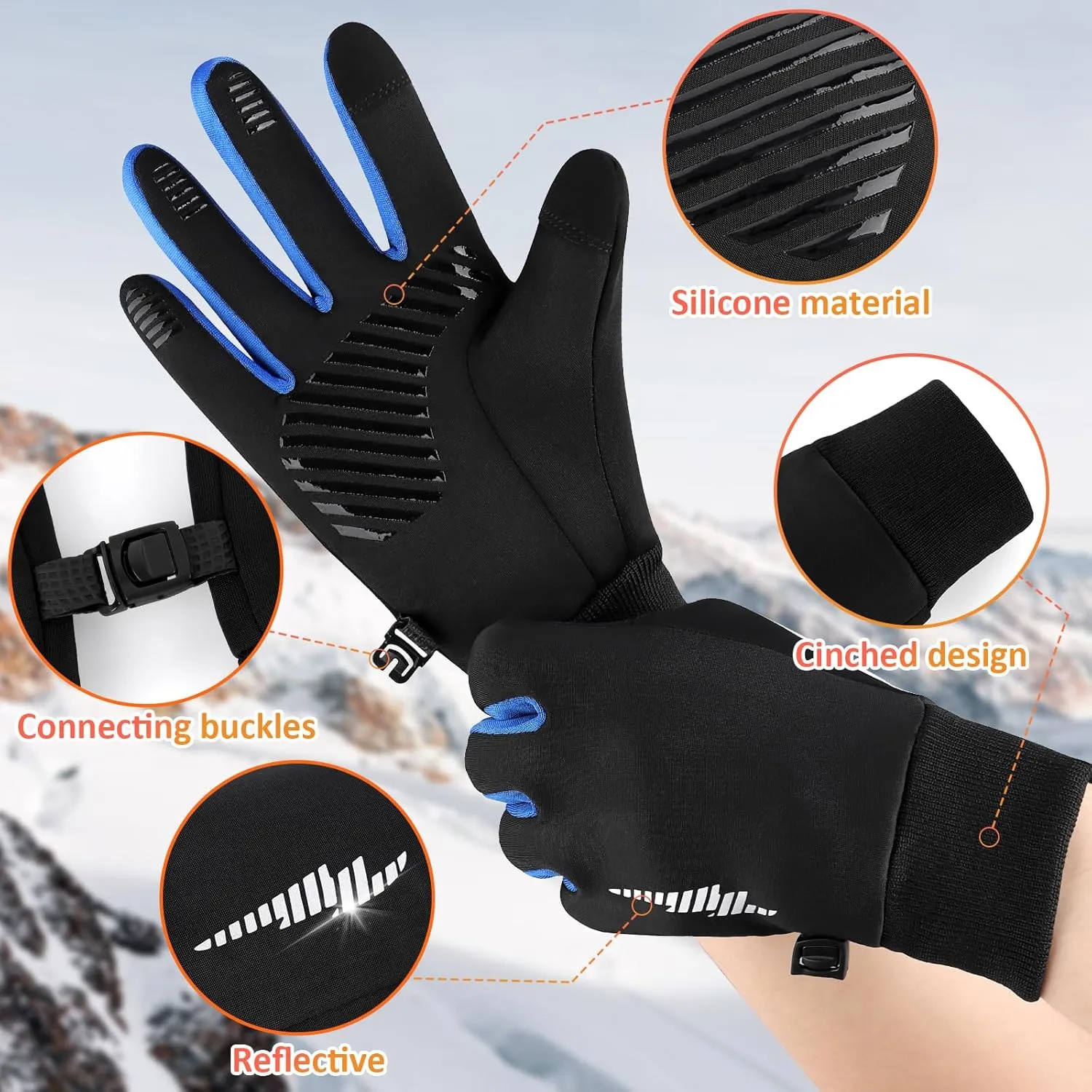 Duoyeree Kids Winter Gloves Warm Touchscreen Windproof Water Resistant Soft Lining Gloves Cycling Skiing Gloves for Boys Girls