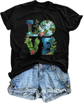 Earth Day Shirt Women Love World Earth Day T Shirt Nature Lover Graphic Short Sleeve Tops Protect The Environmental Tees