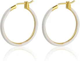 Enamel Hoop Earrings 2cm Round Dangle Drop Earrings Multicolor Circle Cartilage Huggie Tube for Women Hypoallergenic Statement Jewelry