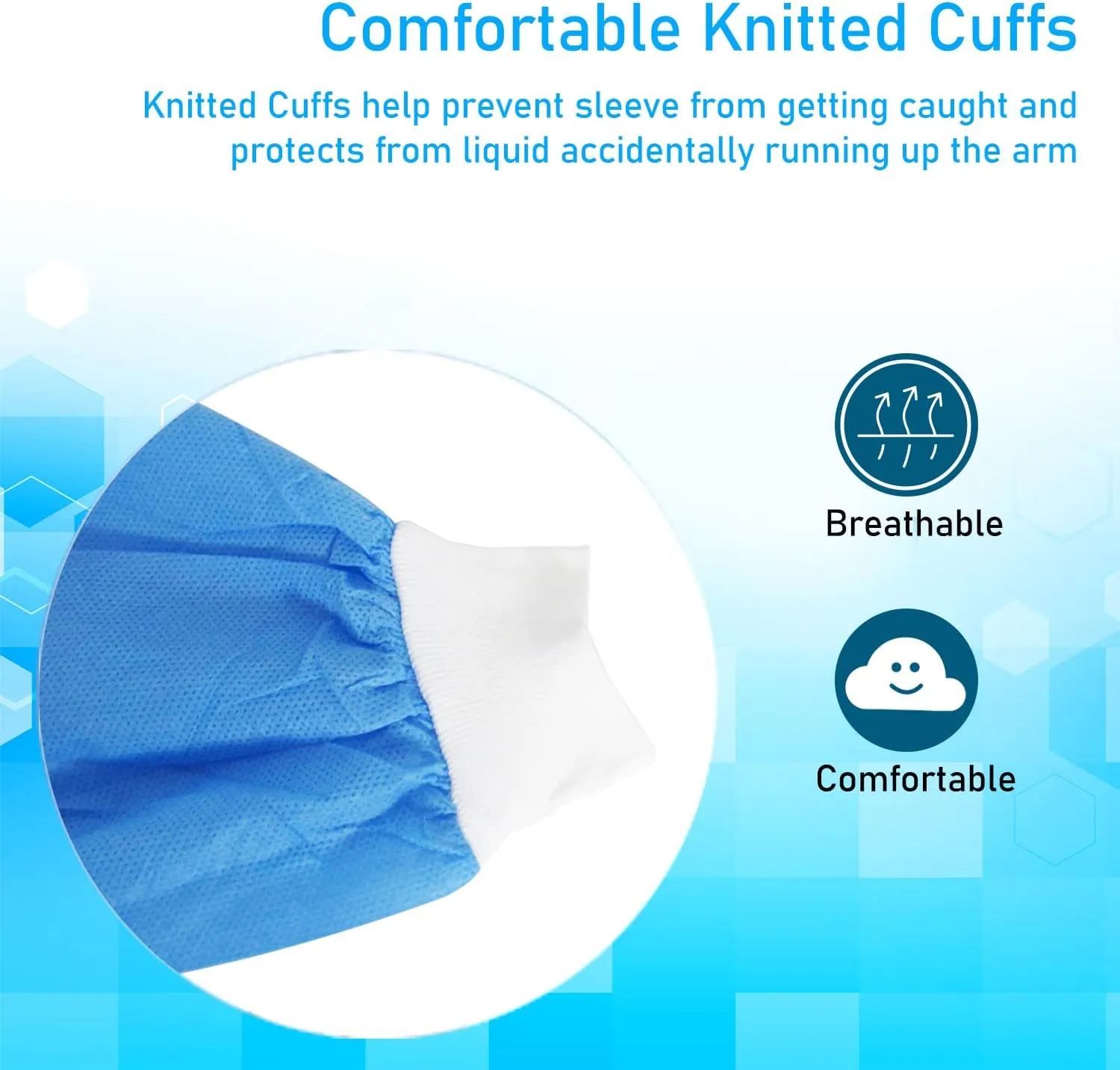 EOM Disposable Lab Coats - Lab Coats for Men and Women - Knee Length Lab Coat with Knit Cuffs and Collar - Medical Lab Jacket for Adults - Pack of 10, (Large Size)