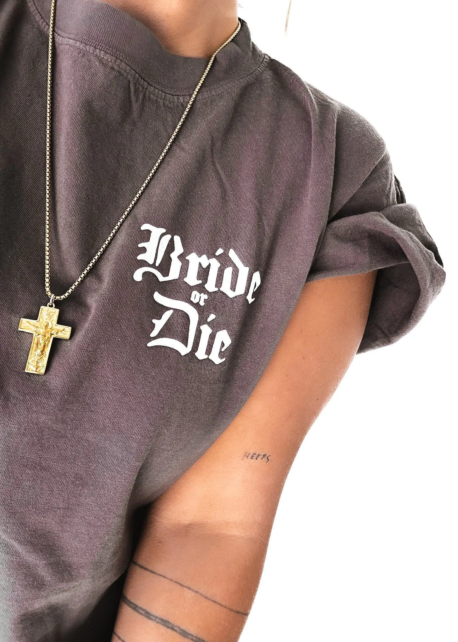 GOTHIC BRIDE OR DIE SIDE SLIT TEE