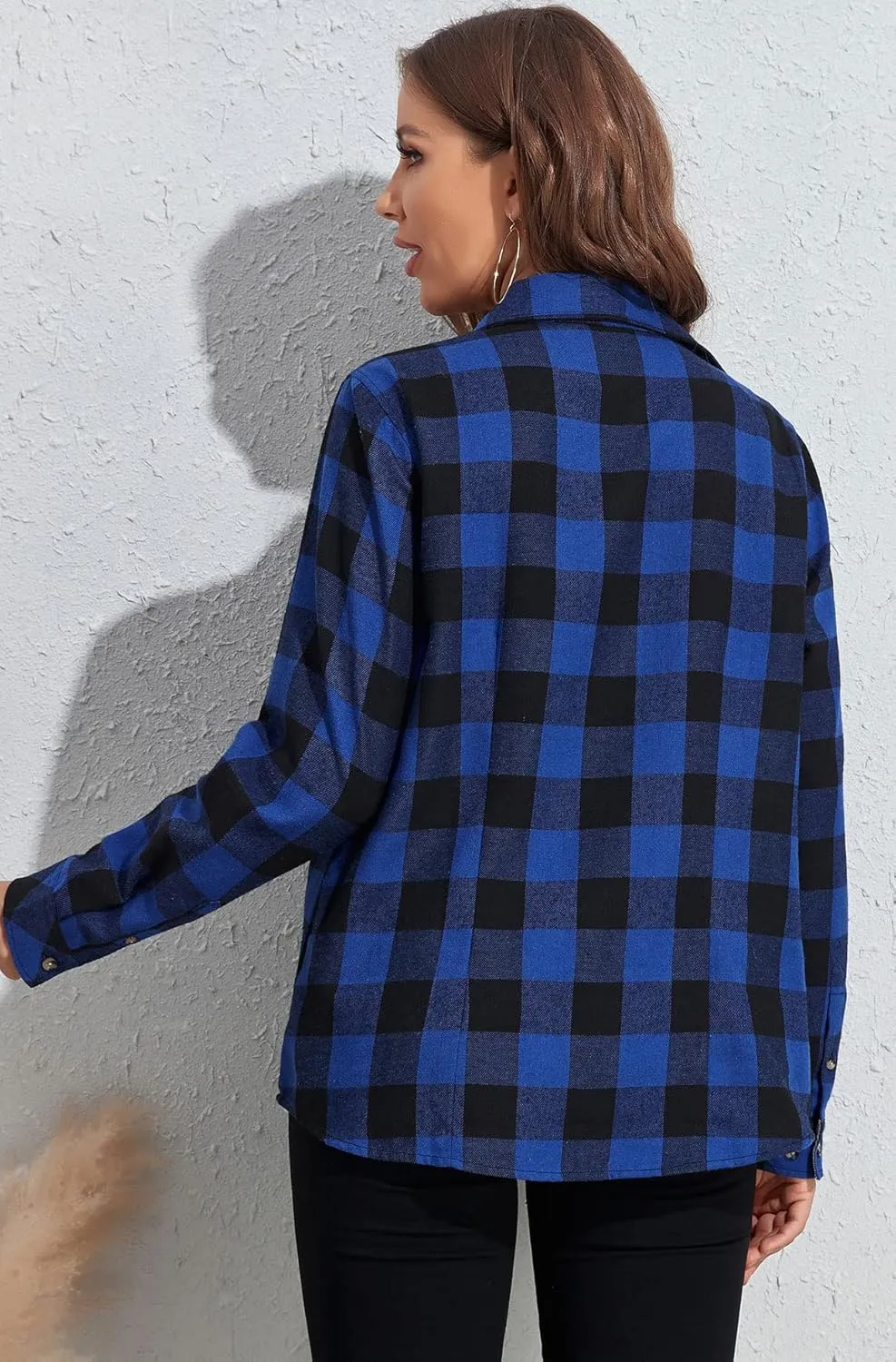 KevaMolly Plaid Flannel Shirts for Women Loose Fit Boyfriend Button Down Shirt Long Sleeve Casual Flannel Blouse Tops
