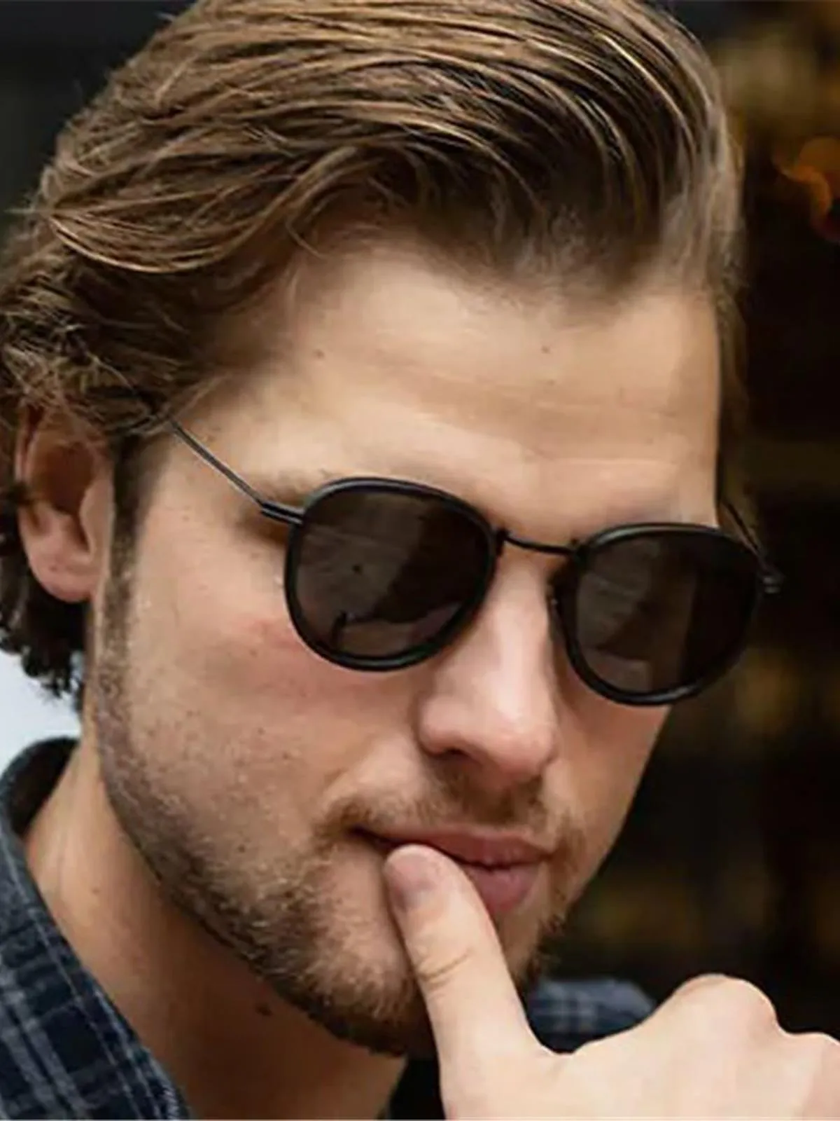 Matte Black Polarised Round Retro Sunglasses