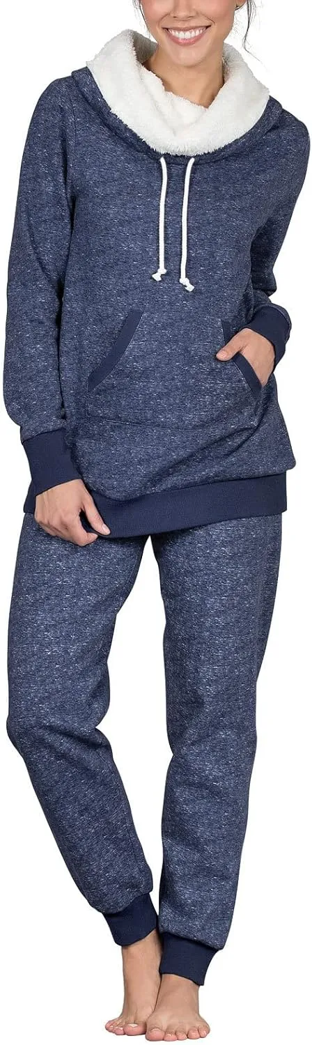 PajamaGram Womens Pajama Sets - Cozy Pajamas For Women, Shearling Rollneck