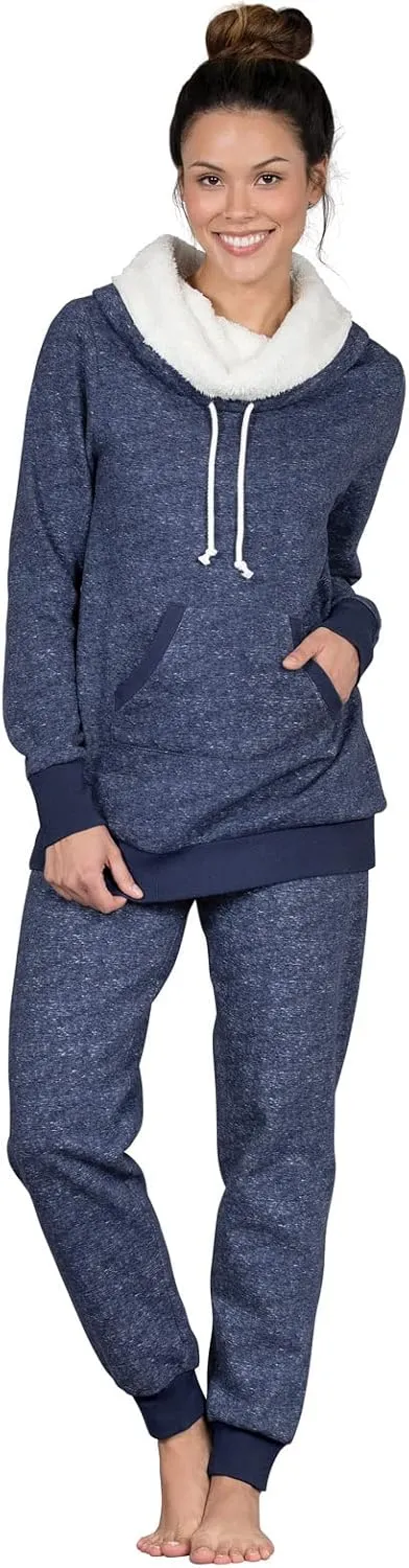 PajamaGram Womens Pajama Sets - Cozy Pajamas For Women, Shearling Rollneck