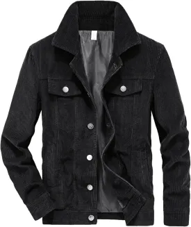 tuduoms Men's Casual Corduroy Trucker Jacket Vintage Long Sleeve Button Down Cotton Corduroy Shirt Shackets Big Tall Jacket