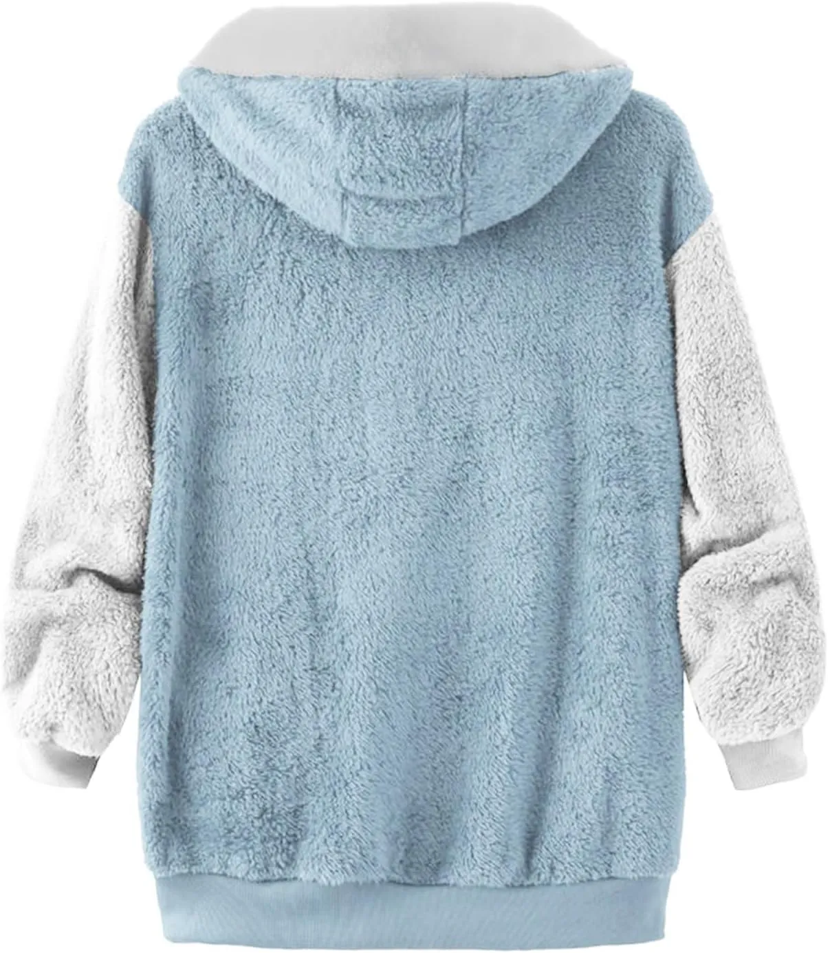 Winter Coat For Women 2023 Fuzzy Fleece Jacket Hooded Color Block Thermal Coat Oversized Fluffy Sherpa Outerwear