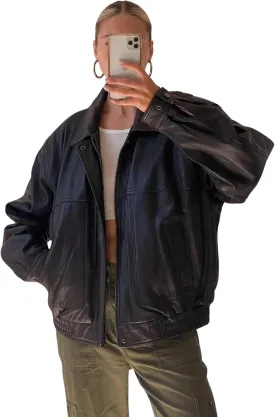 Women's Black Leather Jackets | Oversized PU Slim Biker Coats | Regular & Plus Size Moto Biker Fall Outfits Fashion Clothes
