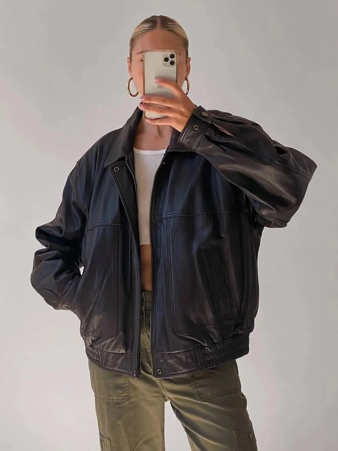 Women's Black Leather Jackets | Oversized PU Slim Biker Coats | Regular & Plus Size Moto Biker Fall Outfits Fashion Clothes