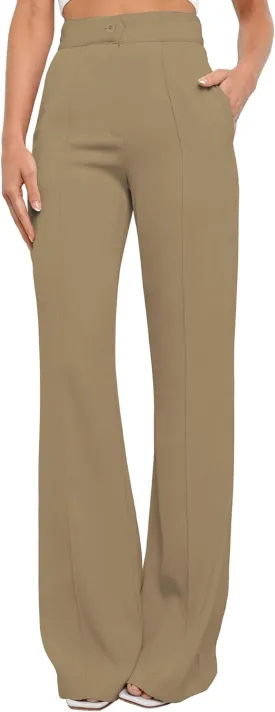 Women's Causal High Waisted Wide Leg Pants, Bootcut Dress Pants for Women, Work Pants with Pockets for Women Office