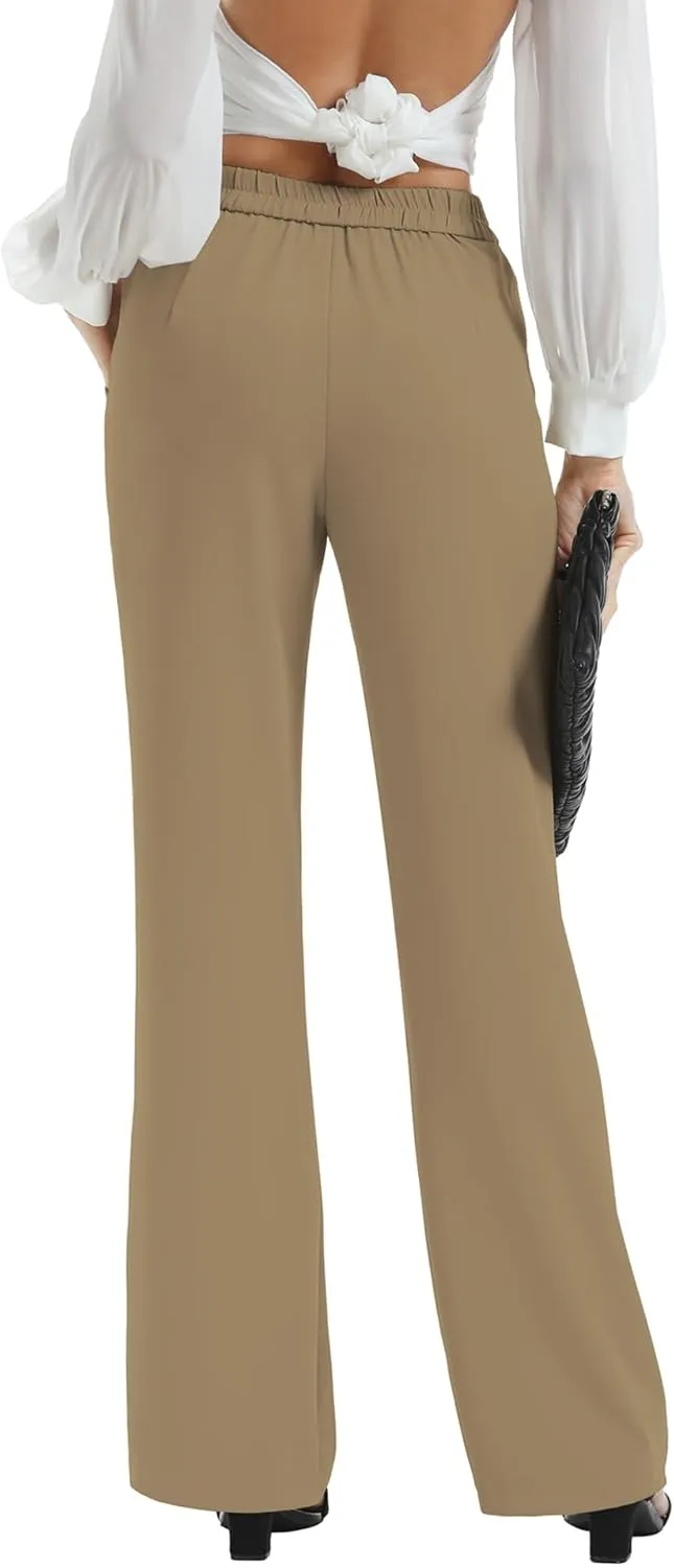 Women's Causal High Waisted Wide Leg Pants, Bootcut Dress Pants for Women, Work Pants with Pockets for Women Office