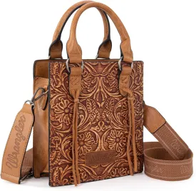 Wrangler Small Crossbody Bag for Women Tooling Top Handle Handbags and Mini Tote Bag