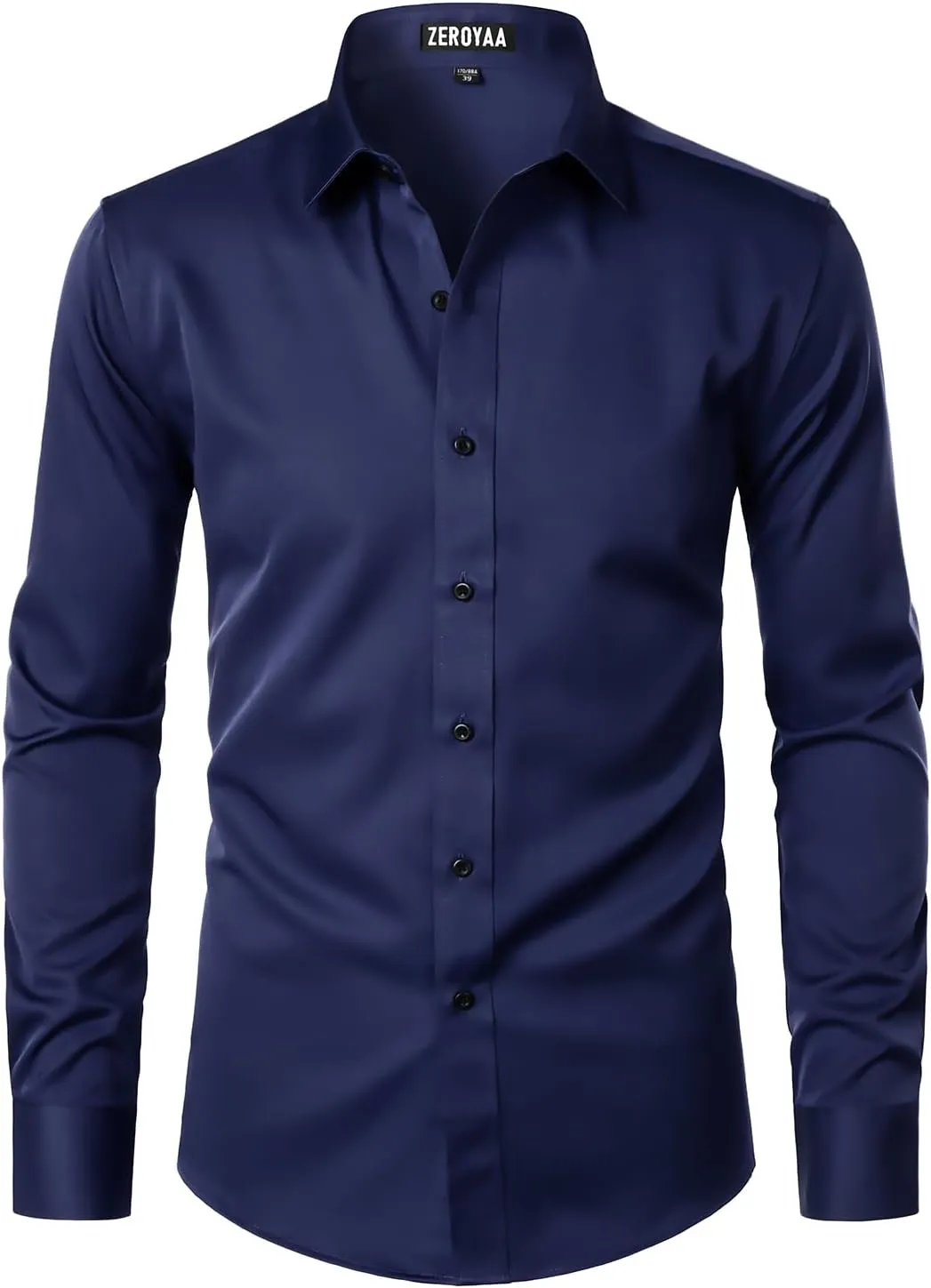 ZEROYAA Men's Long Sleeve Dress Shirt Modern Slim Fit Wrinkle-Free Casual Business Button Up Shirts